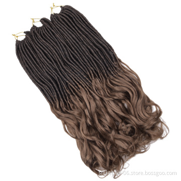 Goddess Faux Locs Crochet Hair Synthetic Crochet Hair Braiding 22 Inch Straight Goddess Locs with Curly Ends for Black Women
